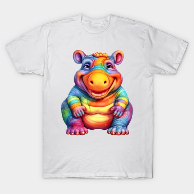 Rainbow Baby Hippo T-Shirt by Chromatic Fusion Studio